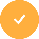 Orange circular success indicator with a white checkmark.
